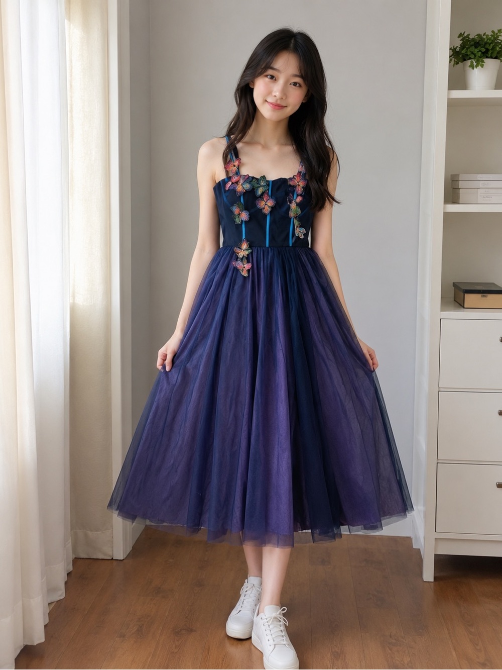 Micartsy Blue Fairy Fairycore Wedding Guest Evening Proms Tulle Maxi Dress siz S